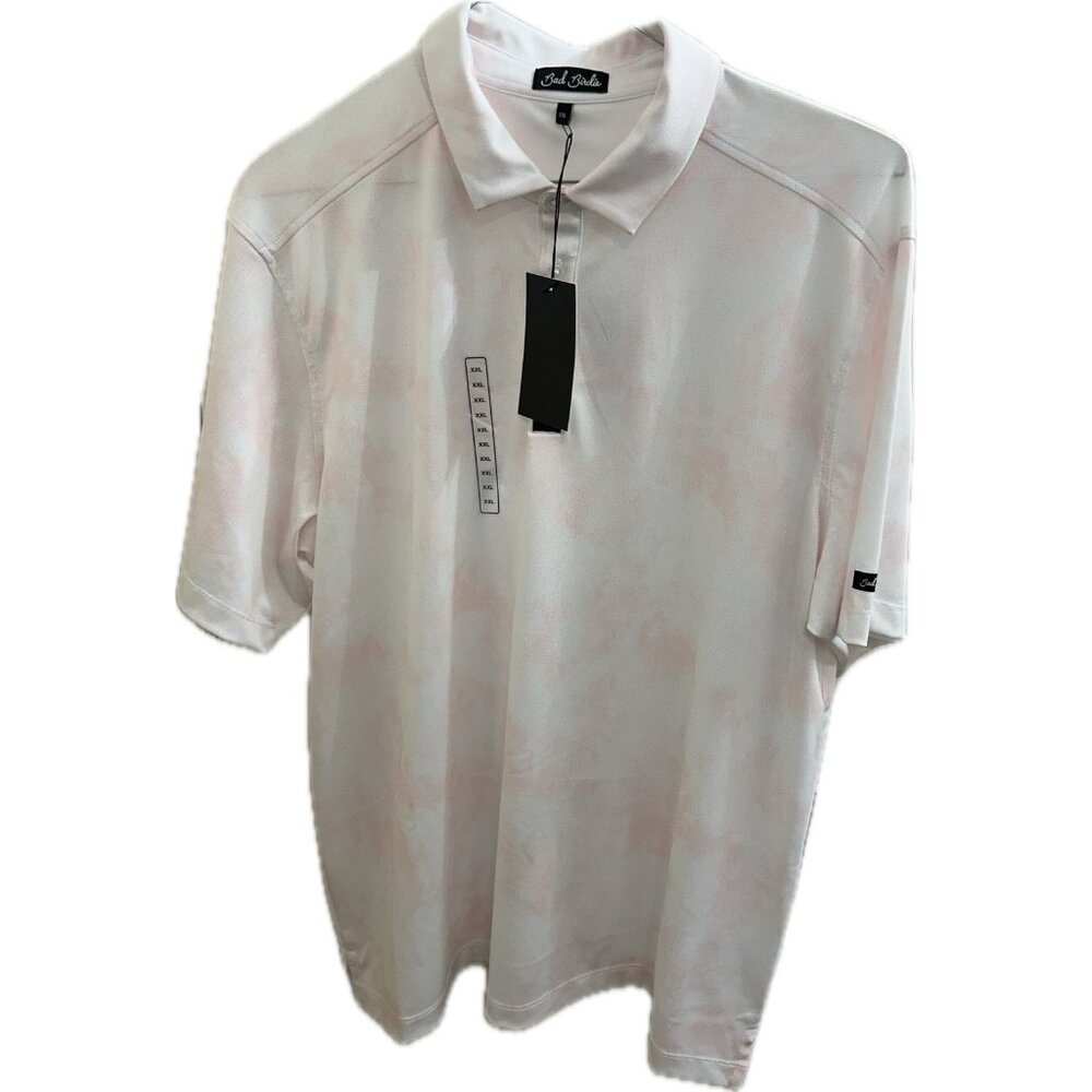 NWT$78 Bad Birdie Men's Pique Short Sleeve Golf Polo Day Dreamin' Blush Size XXL